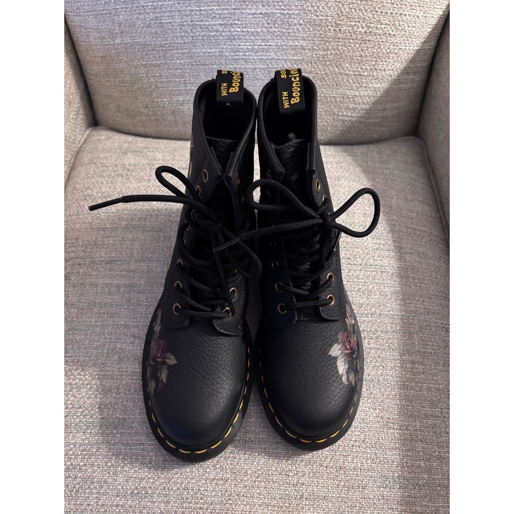 Dr. Martens 1460 Vonda Black Rose Floral Rose Leather Boots Womens Size 7 - Picture 3 of 11